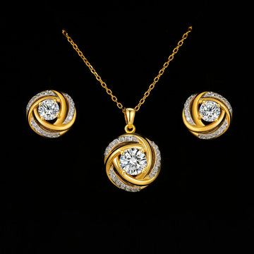 collier et boucles d'oreilles Grace Jewel en argent sterling 925 plaqué or avec moissanite