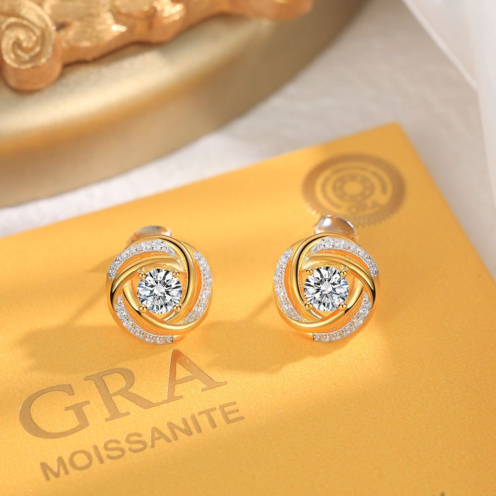 collier et boucles d'oreilles Grace Jewel en argent sterling 925 plaqué or avec moissanite