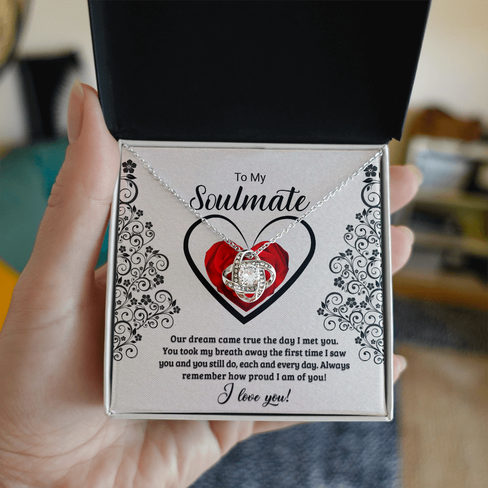 To my soulmate / Love knot necklace with message card / Gift for her