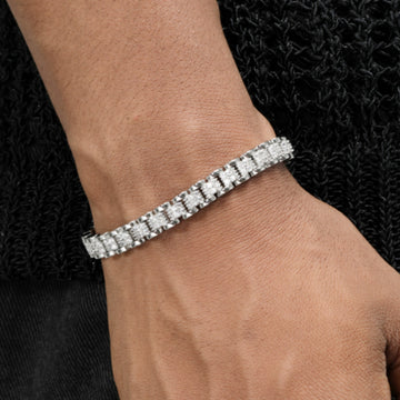 Platinum Plated Full Diamond Tennis Chain Bracelet